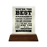 You're the Best Manager Glass Plaque